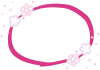 透過PNG・指文字イラスト　楕円　お花の枠フレーム・ピンク