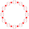 硬式野球ボールボールと星の丸形（円形）フレーム赤