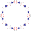 硬式野球ボールボールと星の丸形（円形）フレーム青