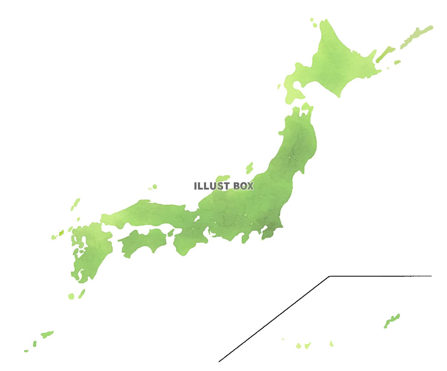 ちょっとラフな手書き日本地図　水彩版