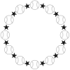 軟式野球ボールボールと星の丸形（円形）フレーム黒