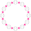 軟式野球ボールボールと星の丸形（円形）フレーム　ピンク