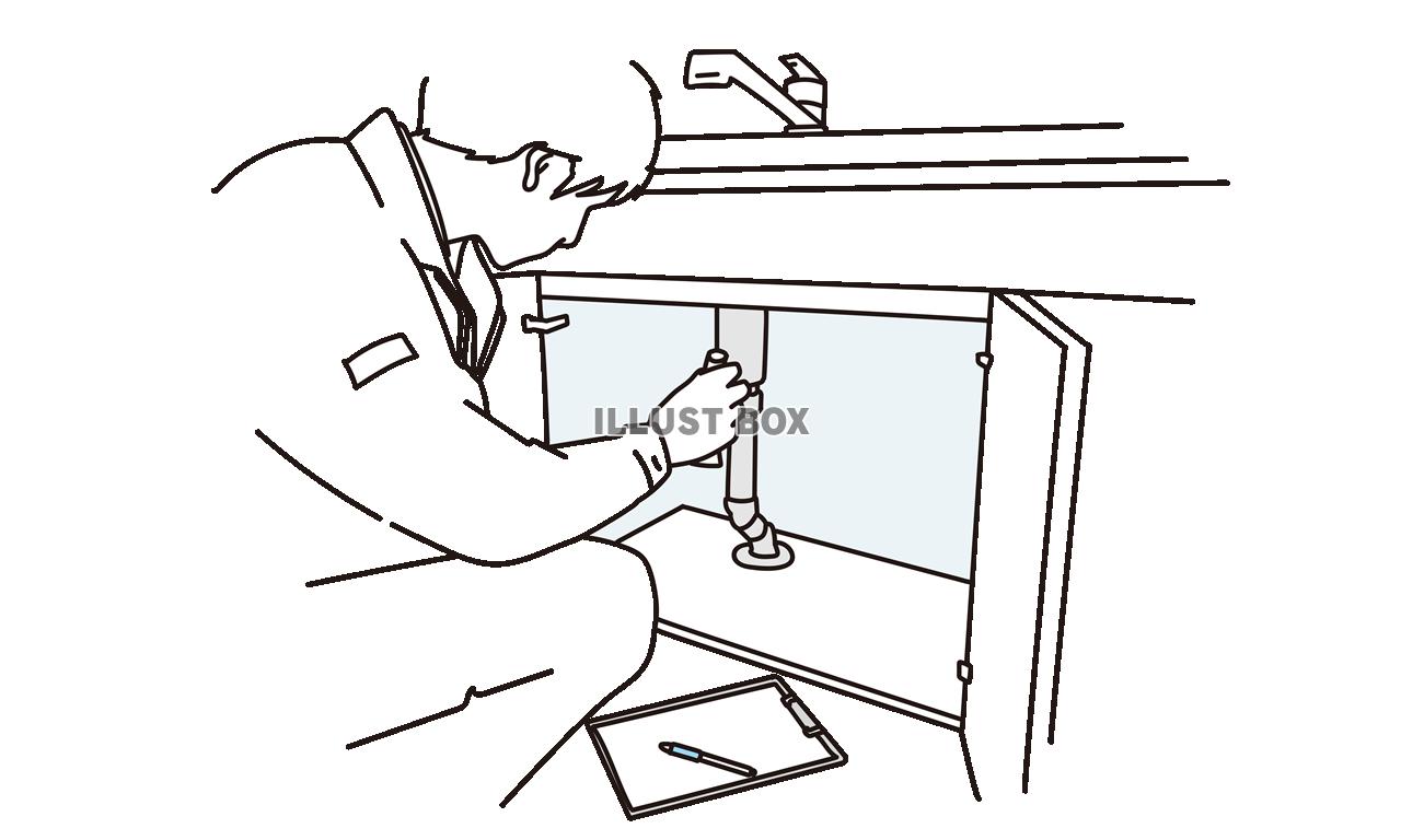 水回りのチェックをする作業員