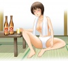 風呂あがりにビールを飲むお姉さん（背景付き）（jpeg)