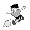 ボールで遊ぶ男の子　モノクロ