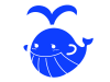 青色のかわいいクジラのシルエットアイコン