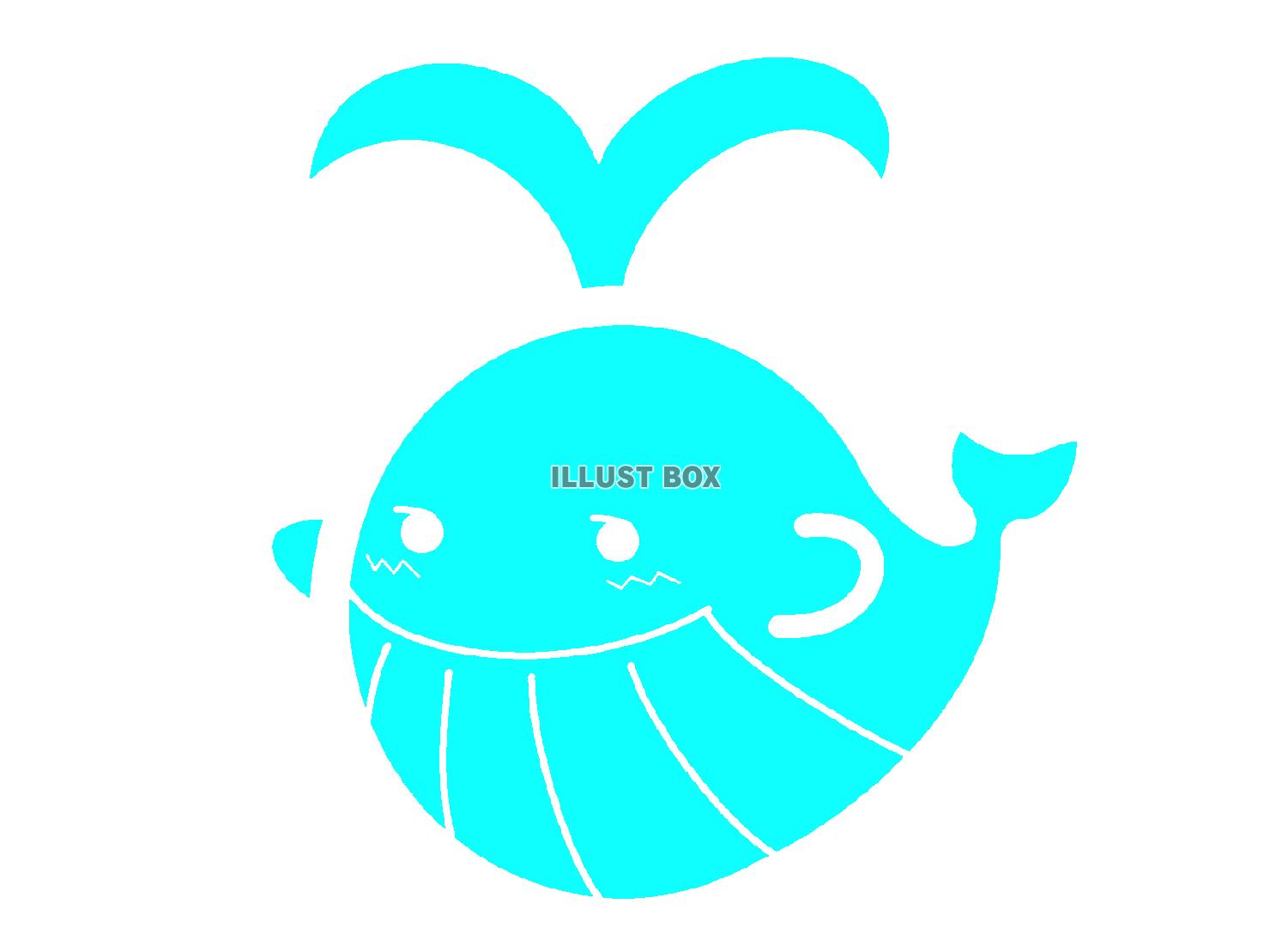 水色のかわいいクジラのシルエットアイコン