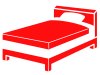 赤色のベッドのシルエットアイコン