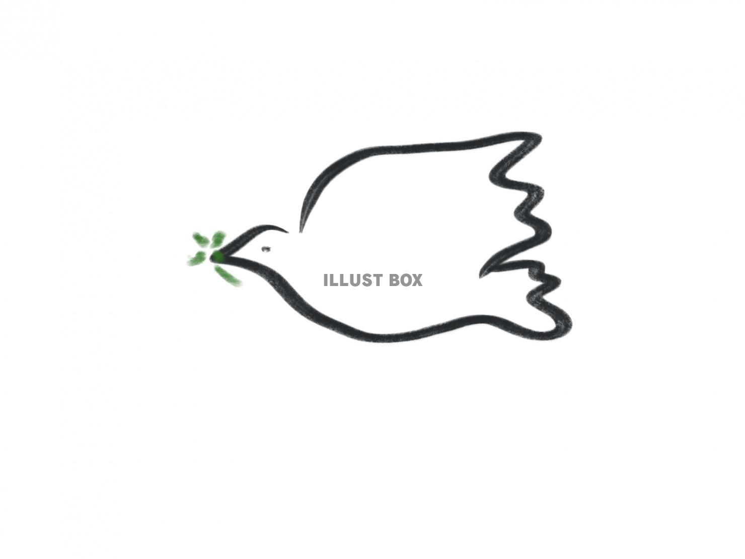 墨絵風 ハトのイラスト
