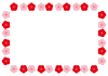 3_枠_赤とピンクの梅・長方形・横・1月2月3月・お正月・節分・ひなまつり