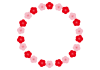 5_枠_赤とピンクの梅・円・1月2月3月・お正月・節分・ひなまつり