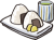 おにぎりと湯呑のイラスト
