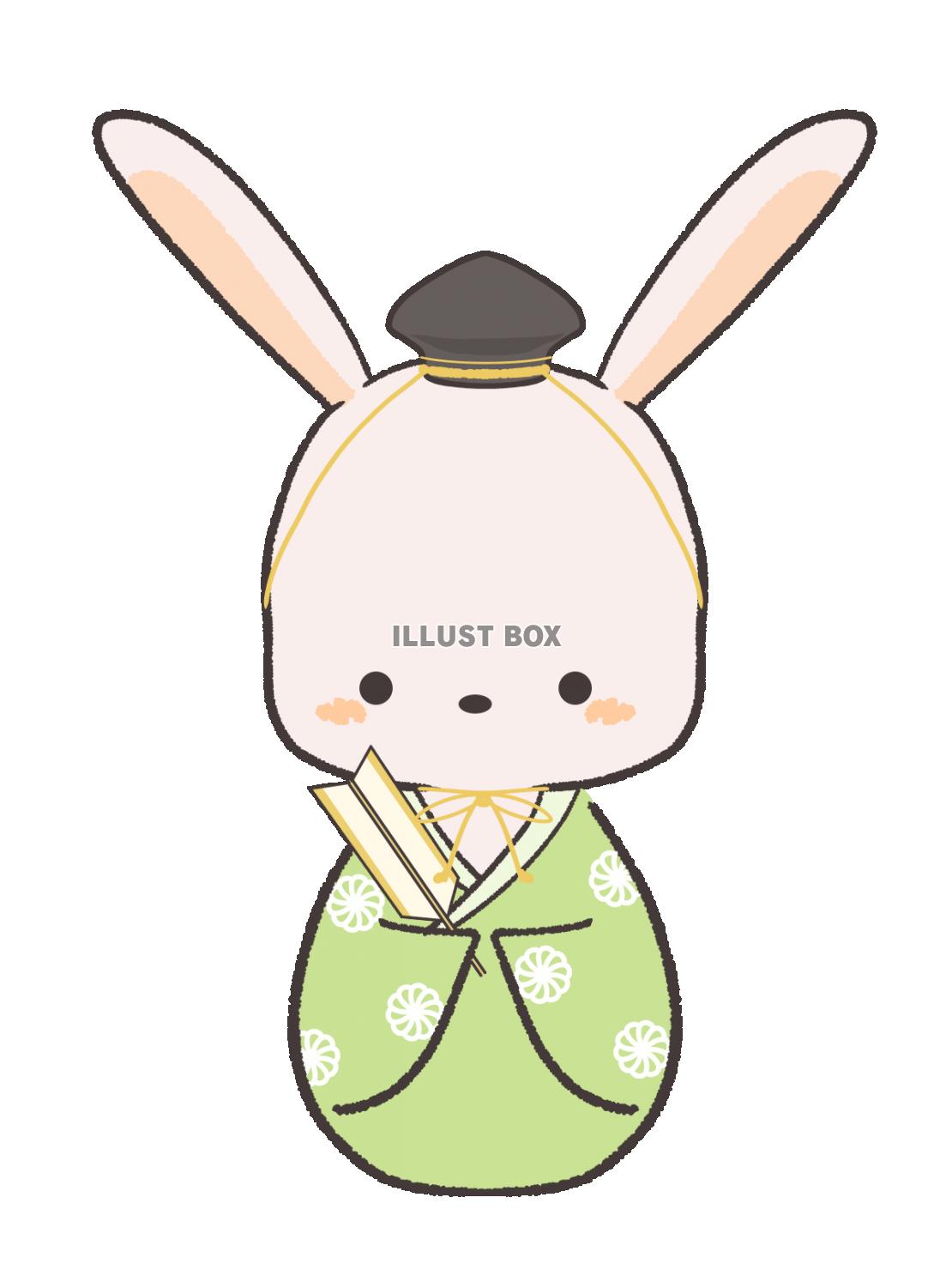 ひな祭り　五人囃子のイラスト　ウサギ　線あり