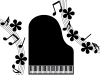 ピアノ音符シルエット画像シンプル背景素材イラスト透過png　