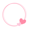 ハートのイラスト・円形フレーム（ピンク）