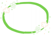 透過PNG・指文字イラスト　楕円　お花の枠フレーム・みどり