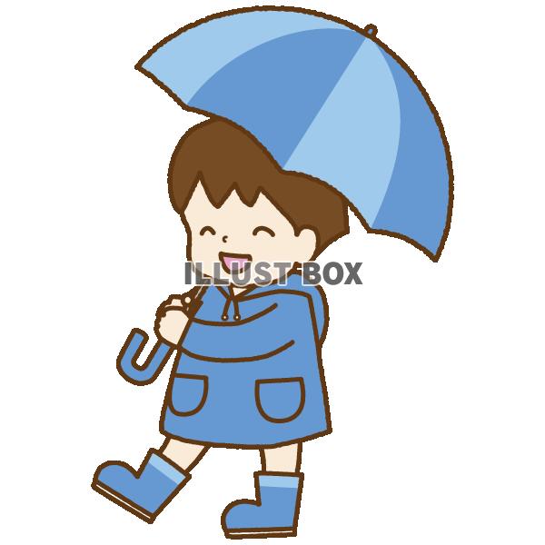 雨の日の男の子2(透過PNG)