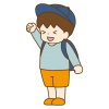 ハイキングに行く男の子(透過PNG)