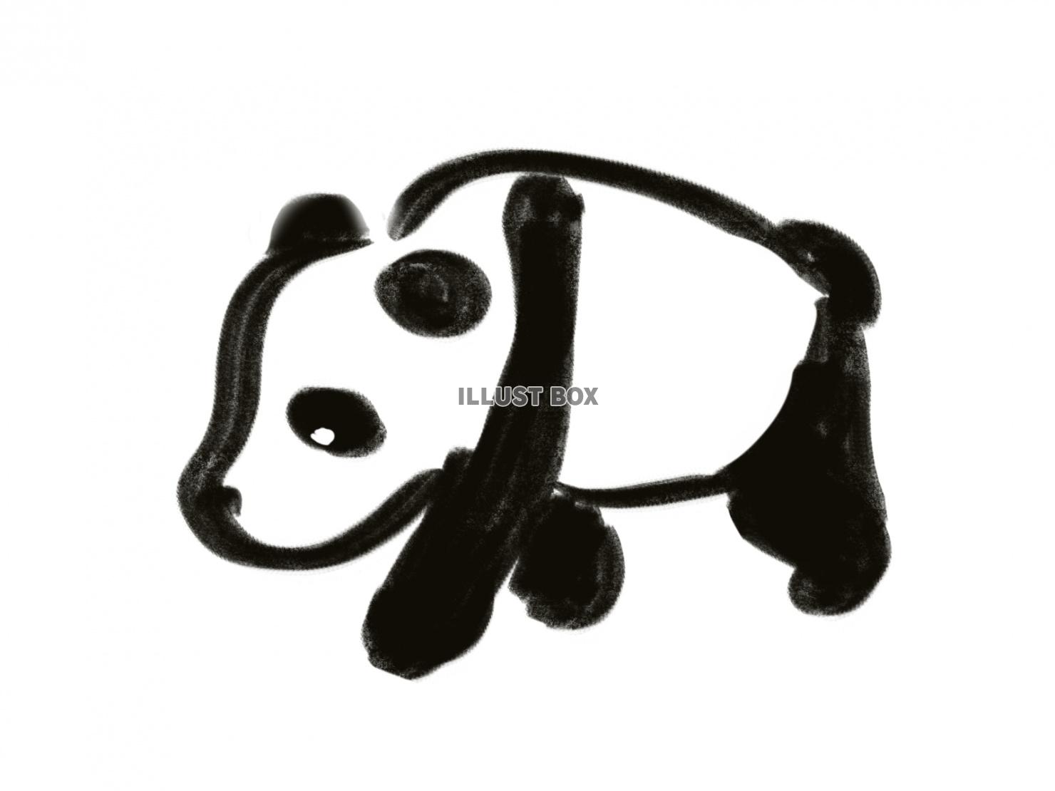 墨絵風 歩くパンダ