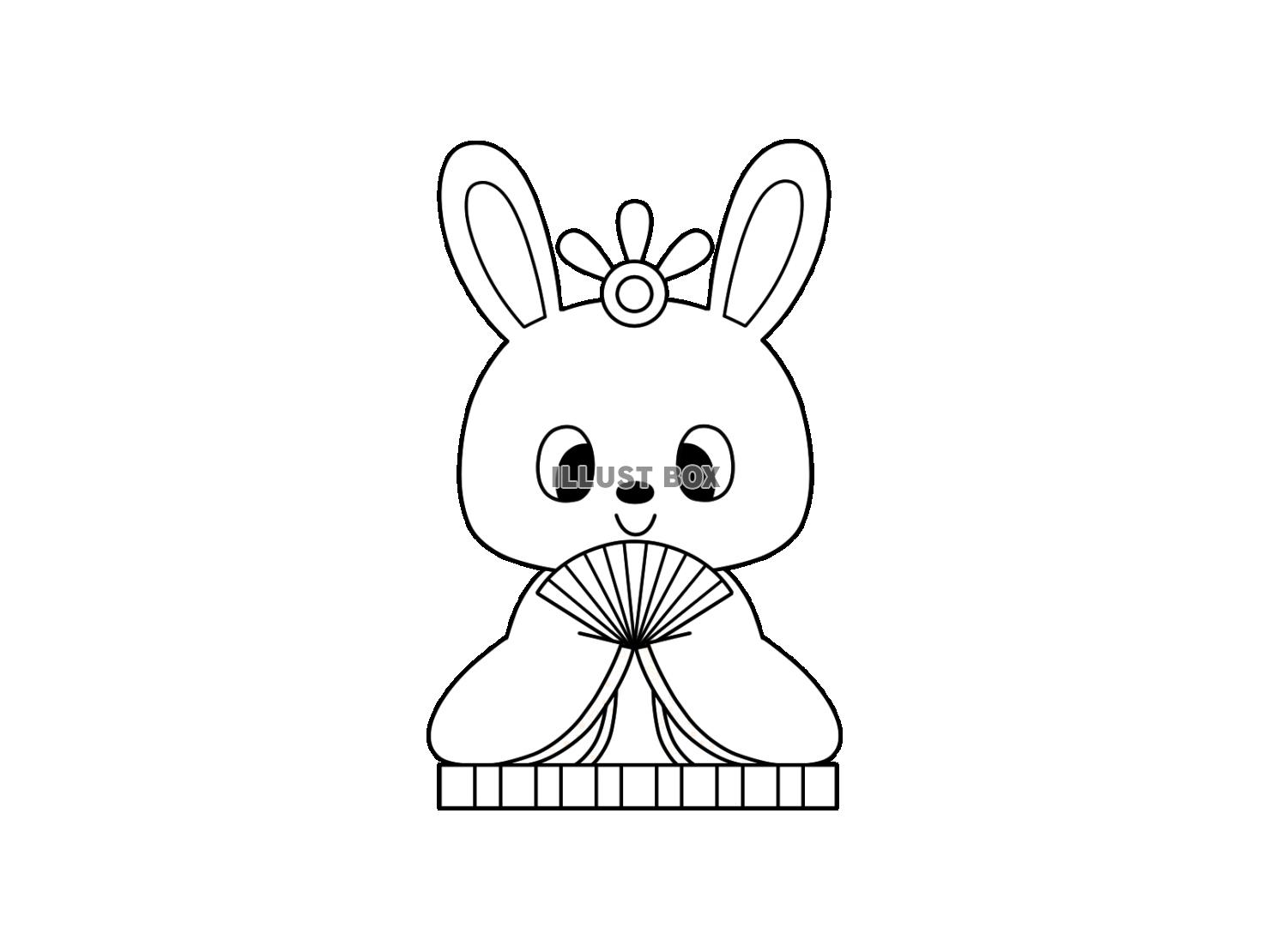 うさぎのお雛様　モノクロ