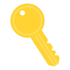 黄色い鍵のシンプルなアイコン【キー】透過PNG