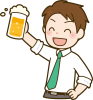 ビールで乾杯する男性