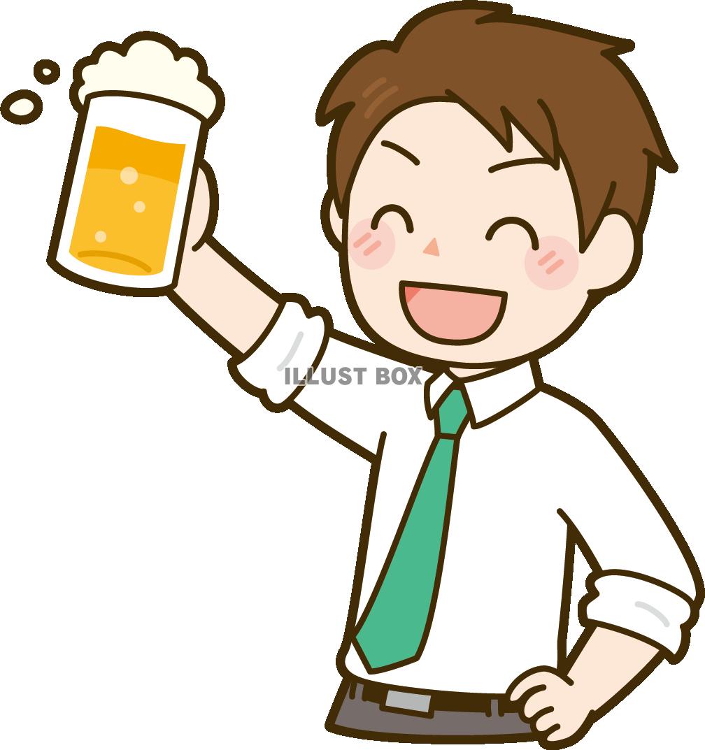 ビールで乾杯する男性