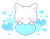 白猫ちゃんと青いハートのイラスト