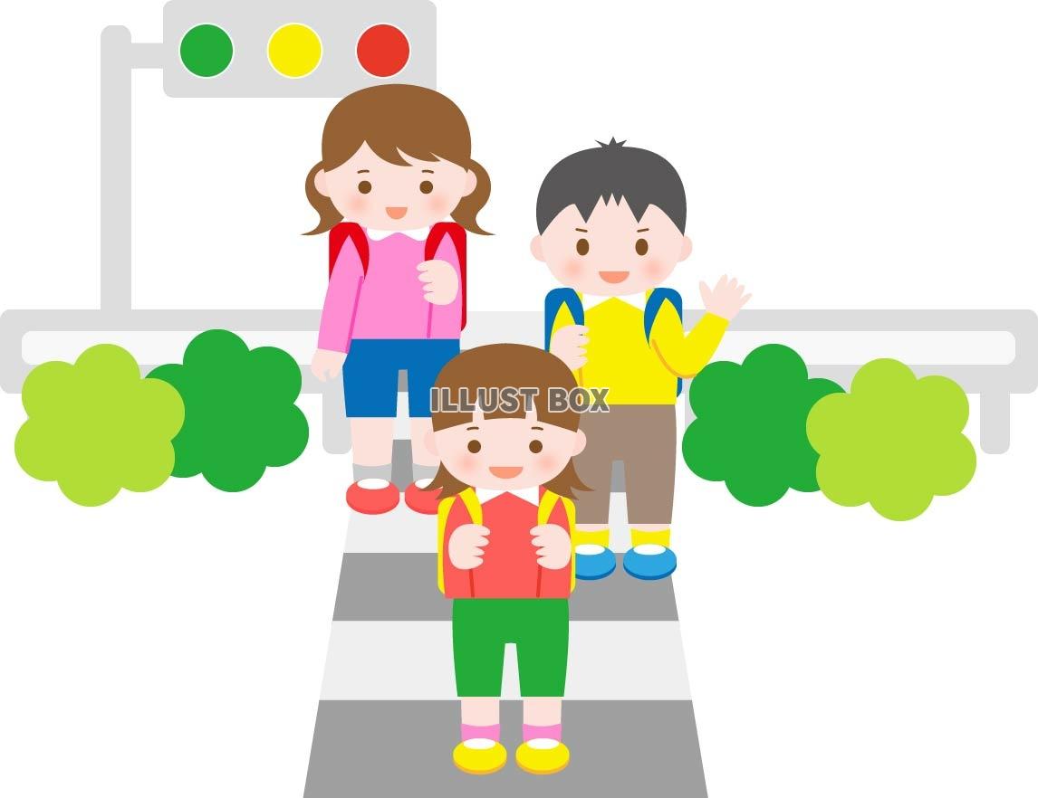 横断歩道を渡る小学生の子どもたち