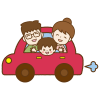 車に乗る家族(透過PNG)