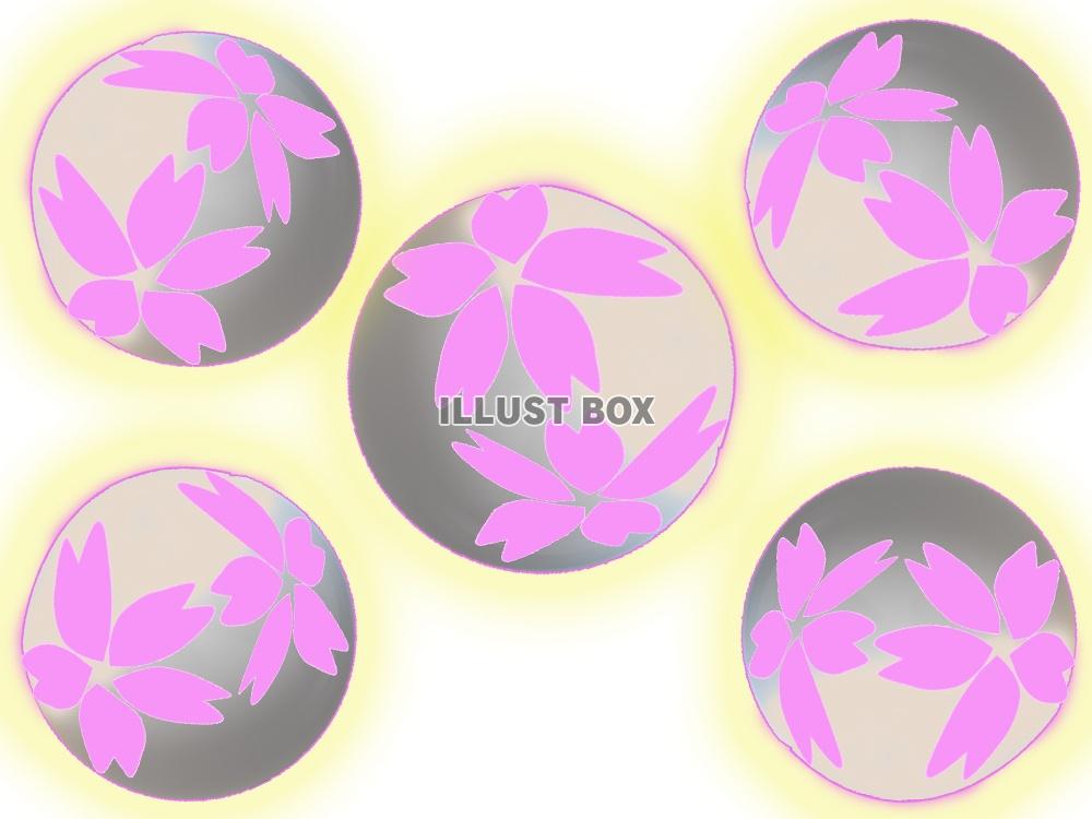 JPEG：球体風装飾の桜の花びら背景＿02