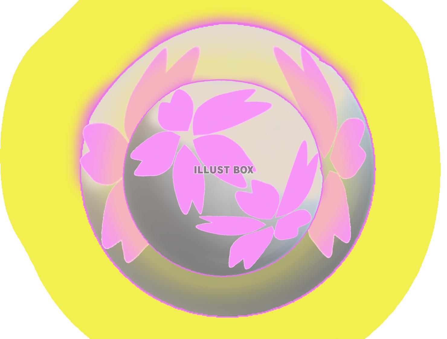 透過ＰＮＧ：球体風装飾の桜の花びら背景＿03