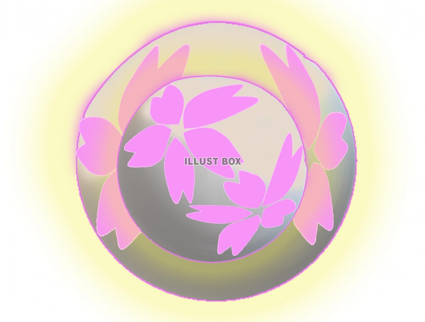 JPEG：球体風装飾の桜の花びら背景＿03