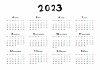 イラスト 【4月始まり】とてもシンプルな年間カレンダー2023年度版ヨコ