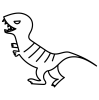 動物　恐竜　ティラノザウルス　ツリ目　手描き　モノクロ　線画　ぬり絵