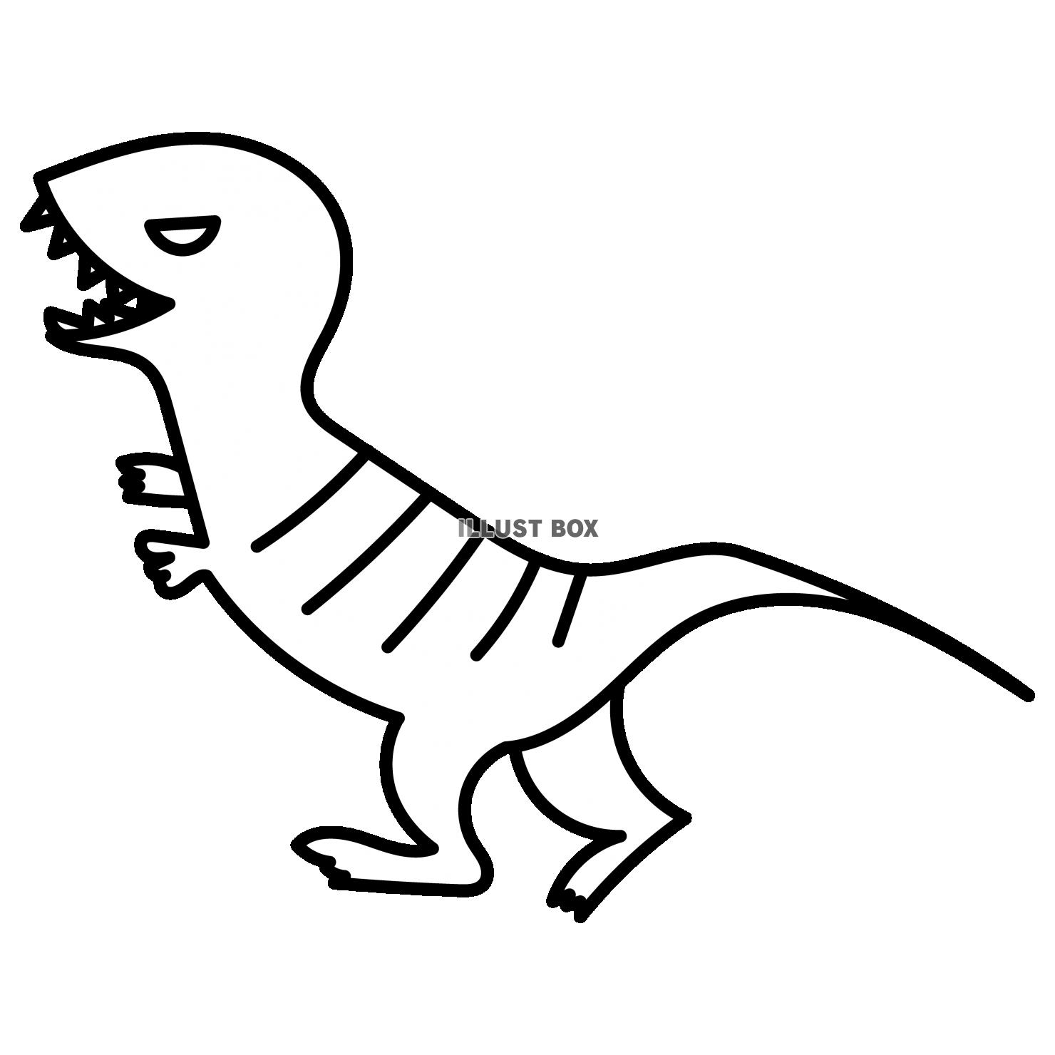 動物　恐竜　ティラノザウルス　ツリ目　手描き　モノクロ　線画...