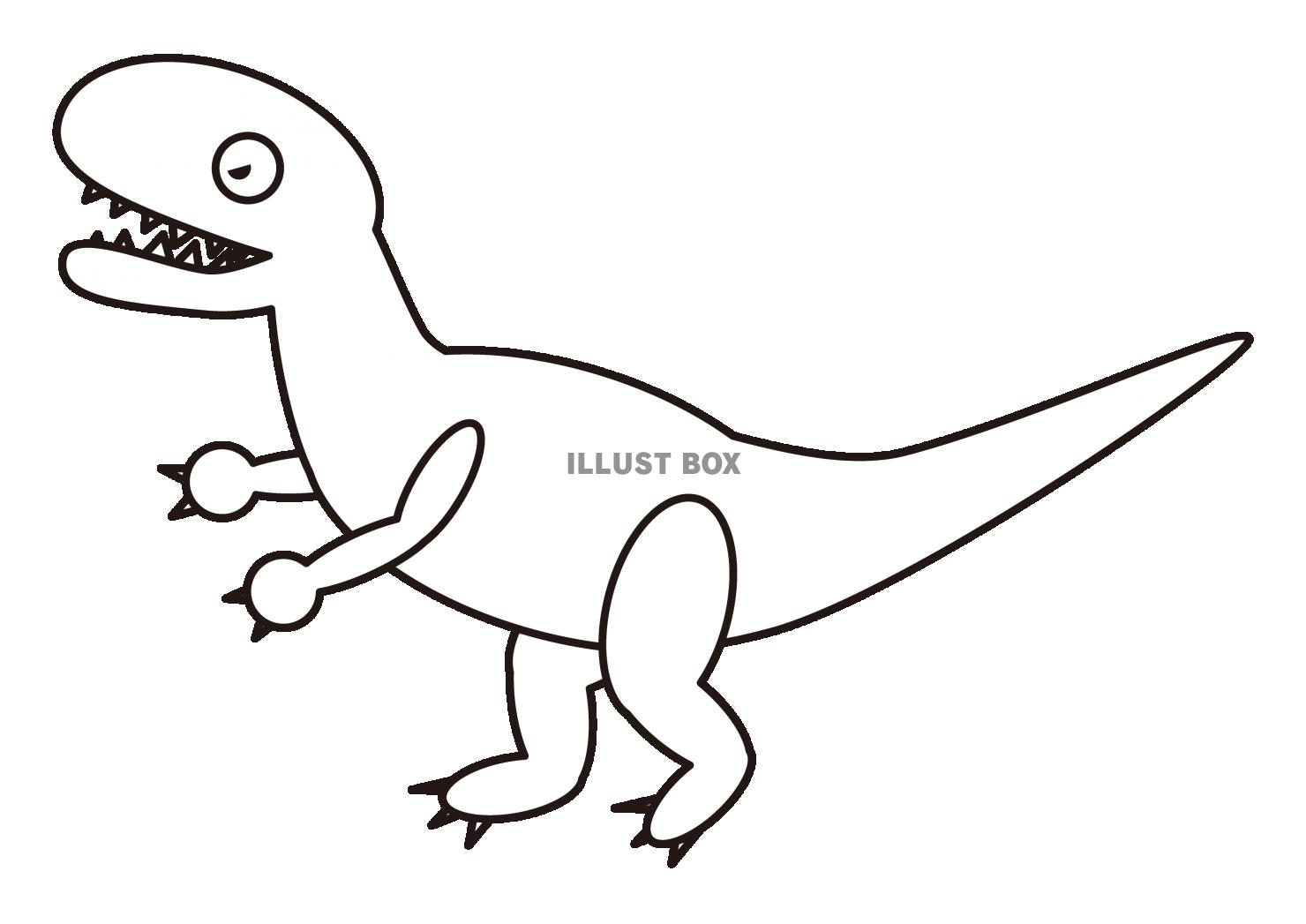 2_動物_恐竜・ティラノサウルス・線画・怒る