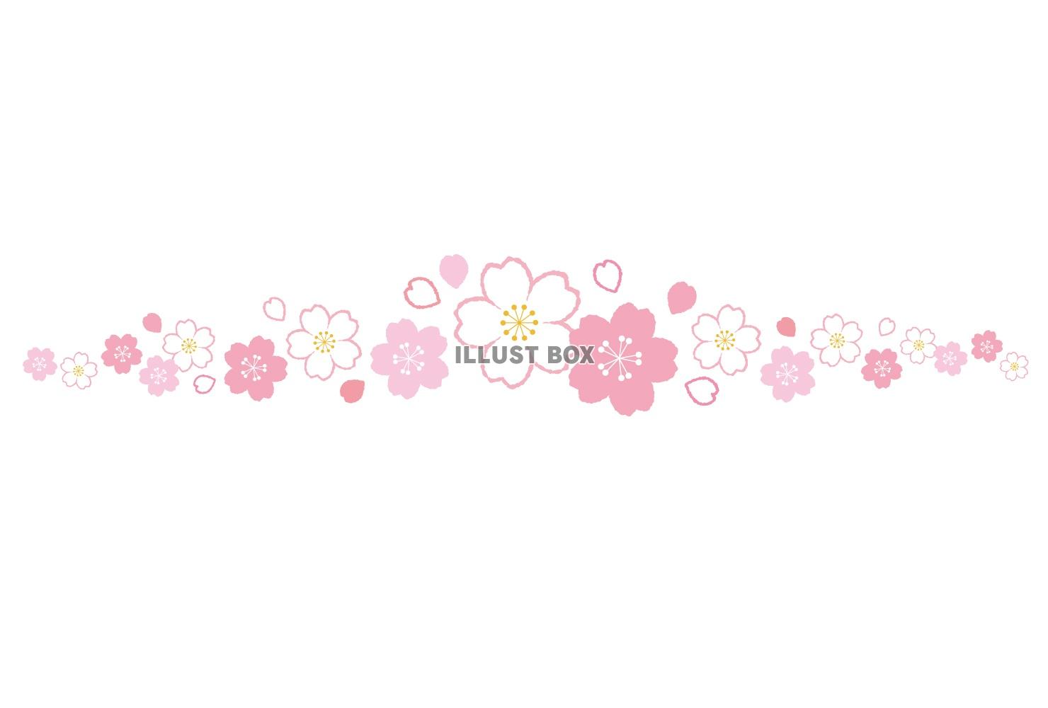クレヨンタッチの桜の飾り罫