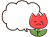 泣いているチューリップのキャラクターと吹き出し