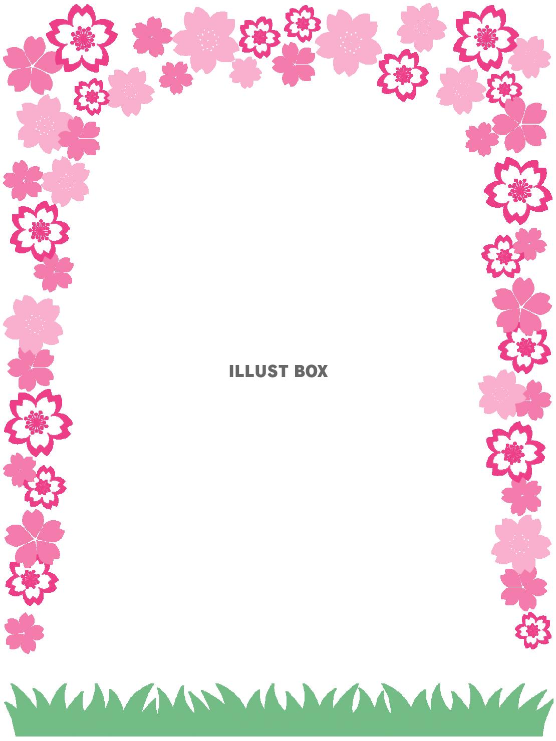 桜の花模様フレーム画像シンプル飾り枠素材イラスト透過png