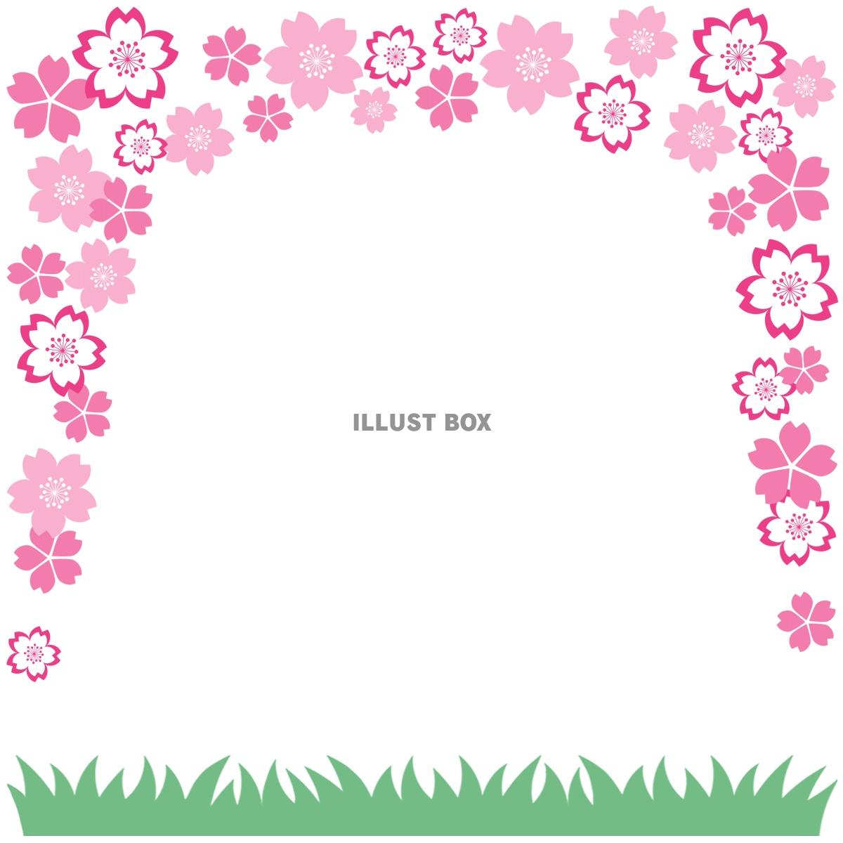 桜の花模様フレーム画像シンプル飾り枠素材イラスト