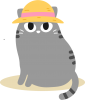 麦わら帽子をかぶったサバトラ猫