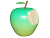 青りんご（食べかけ）の3DCG【透過PNG】