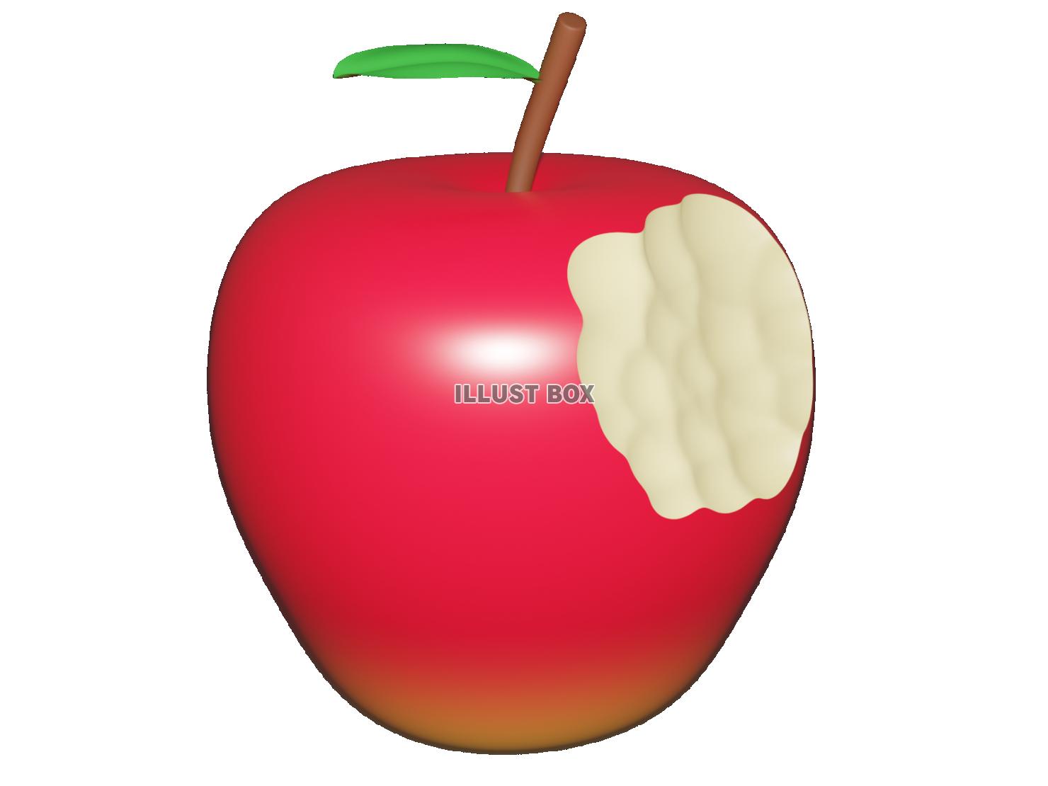 りんご（食べかけ）の3DCG【透過PNG】