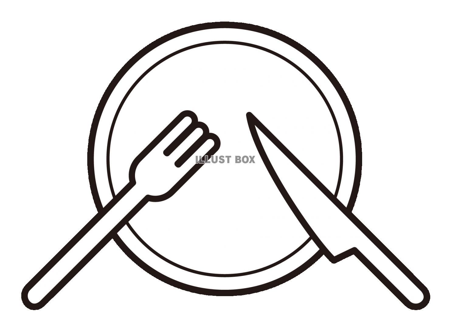 ２イラスト枠（皿、スプーン、フォーク、内・内向き斜め）