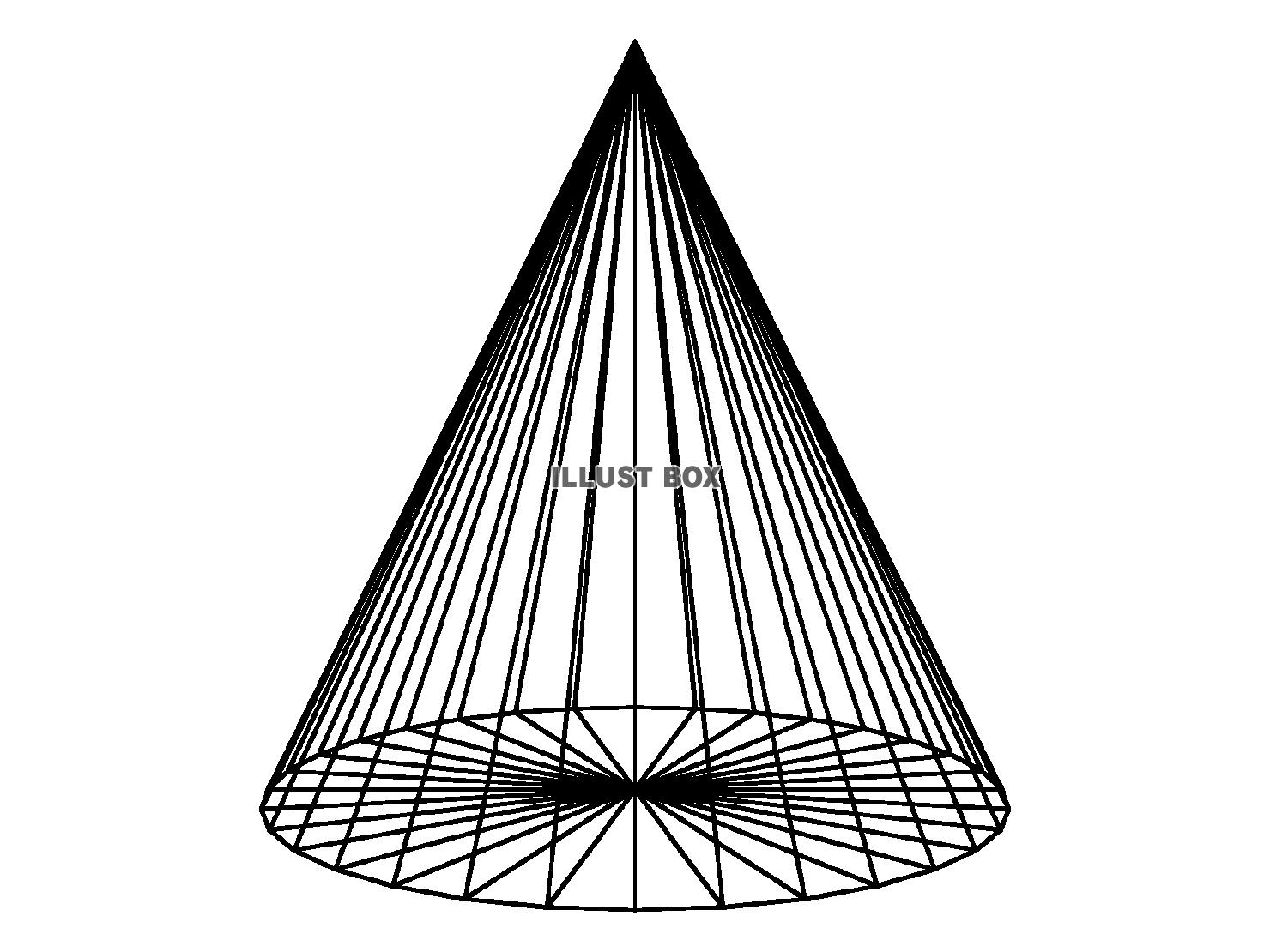 円錐のワイヤーフレーム3DCG【透過PNG】