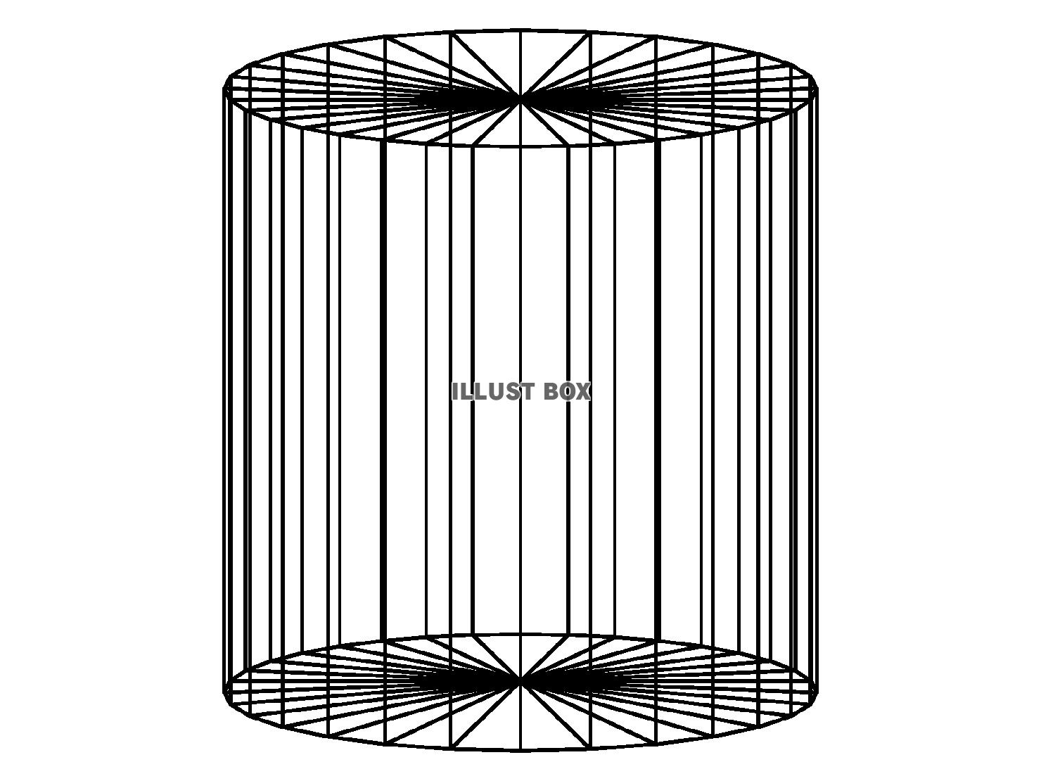 円柱のワイヤーフレーム3DCG【透過PNG】
