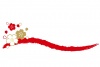 桜と手描き筆ラインの飾り罫/赤