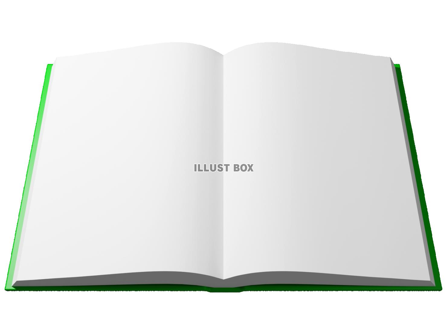 緑の開いた本のリアルな3DCG枠【透過PNG】
