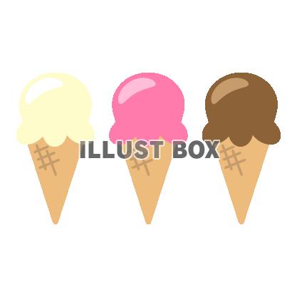 アイスクリーム　バニラ　いちご　チョコ　フチなし